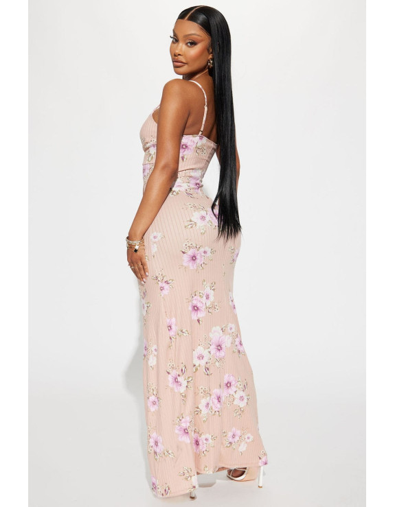 فستان مزهر وردي