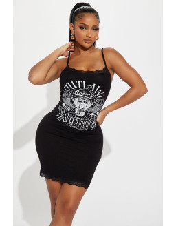 فستان أسود قطن