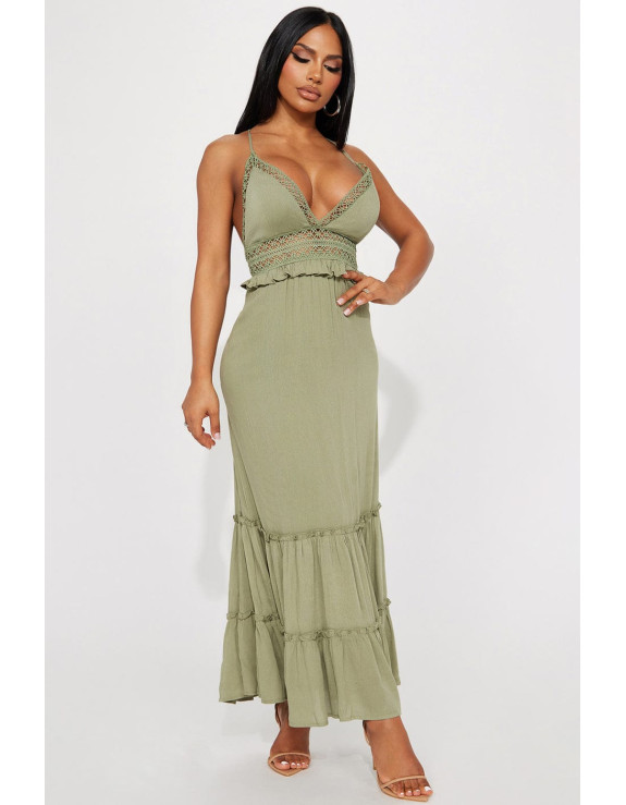 فستان أخضر ماكسي