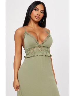 فستان أخضر ماكسي