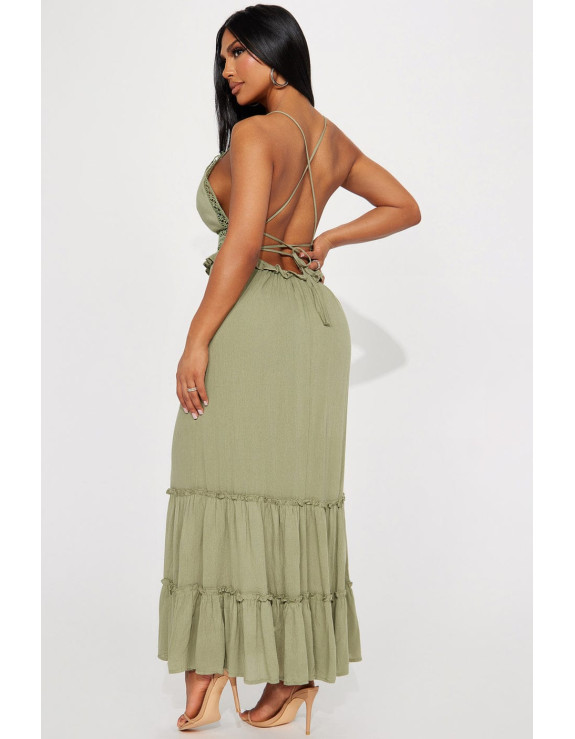 فستان أخضر ماكسي