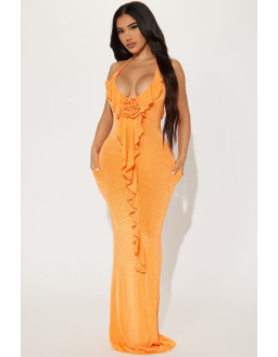فستان برتقالي ماكسي