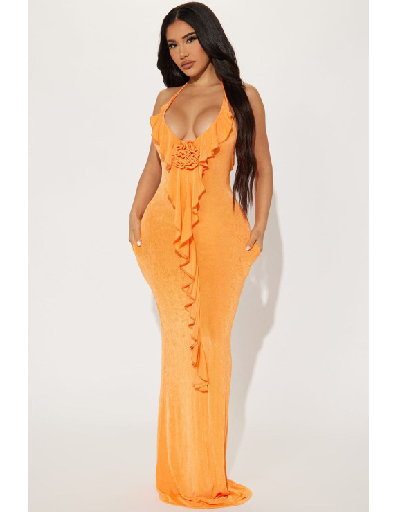 فستان برتقالي ماكسي
