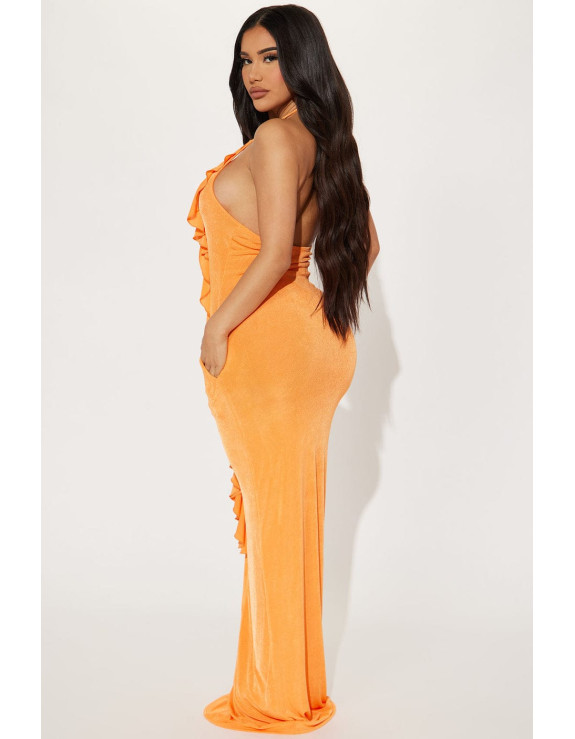 فستان برتقالي ماكسي