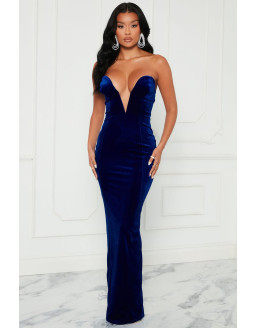 فستان كحلي طويل