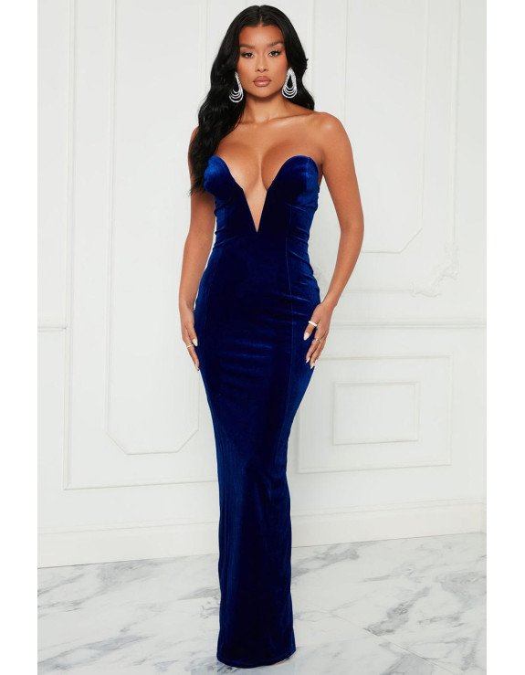 فستان كحلي طويل